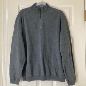 Tommy Bahama Sweater Men's Gray/Blue Quarter Zip Long Sleeve Reversible Pullover